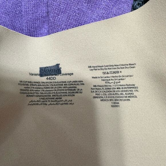 Soma Bra Vanishing 360 Perfect Coverage Beige Nude Womens Size 44DD Underwire - Picture 6 of 7